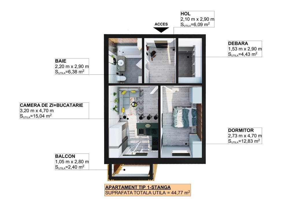 Apartamente in Apahida de la 44500 EUR - imagine 1