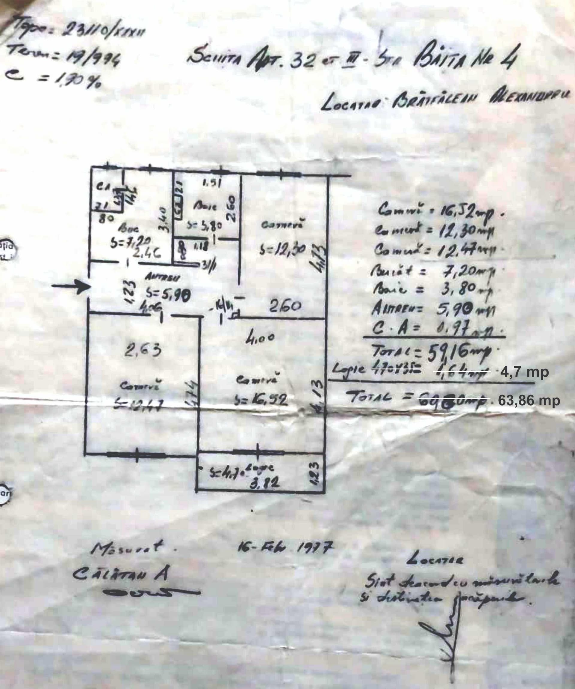 Apart. de vânzare, 3 cam, Cluj-Napoca, aleea Băița, nr 4, etaj 3/4